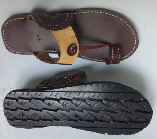 Handmade African Men's Sandals/Genuine Leather Beaded Flip-Flops/Comfortable Summer Sandals for Men/African Shoes/Unique Gift for Him