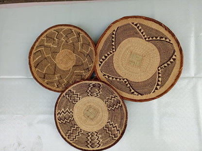 Handwoven Tonga Basket | African Wall Decor | Boho Home Decor | Fair Trade Wall Hanging /Rustic Farmhouse Decor | Handmade Wall Art  12-20