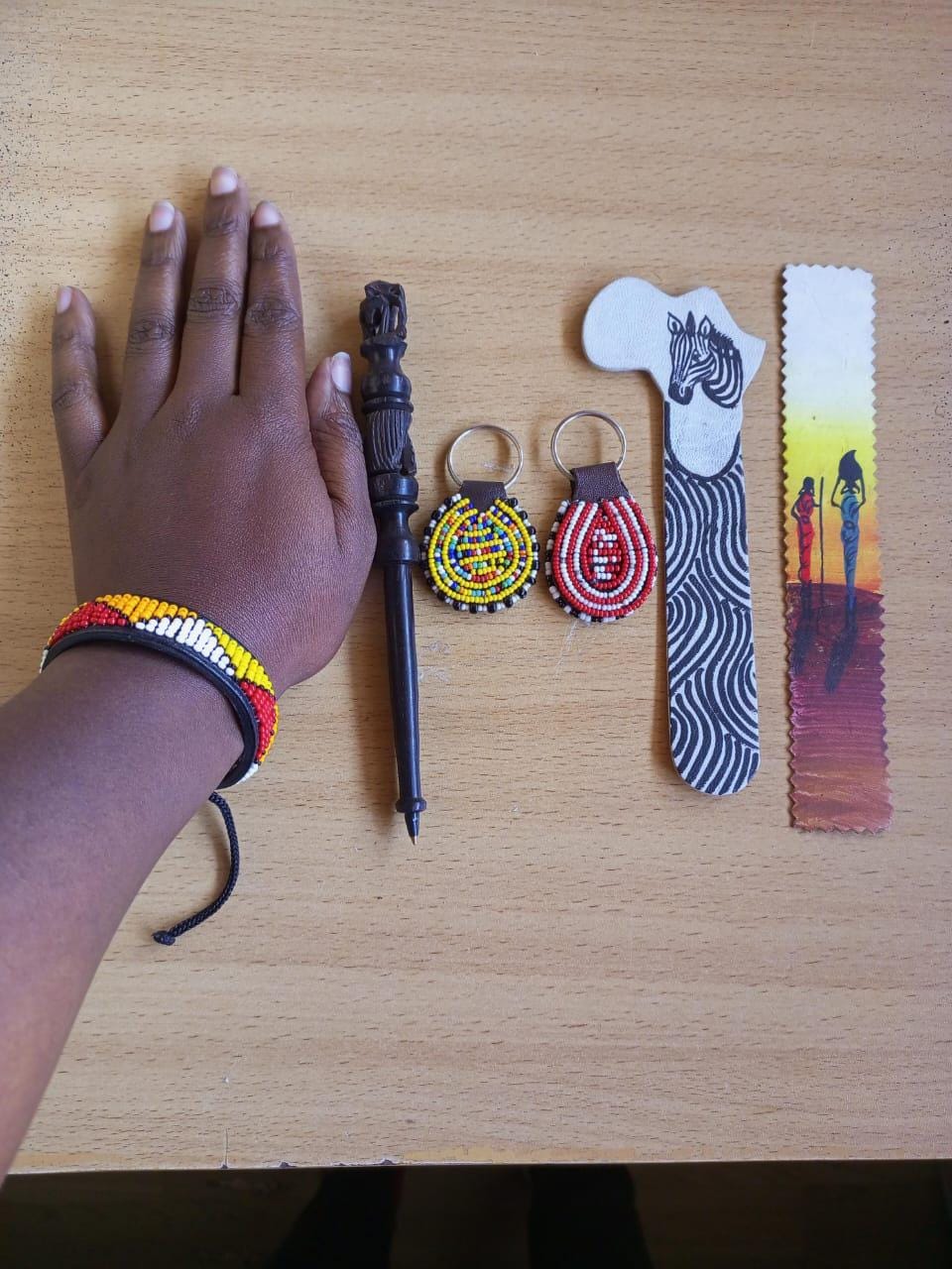 Handcrafted Gift Set: Bookmark, Ebony Pen, Beaded Keyholder  Adjustable Bracelet - Unique Thoughtful Gift for All Occasions