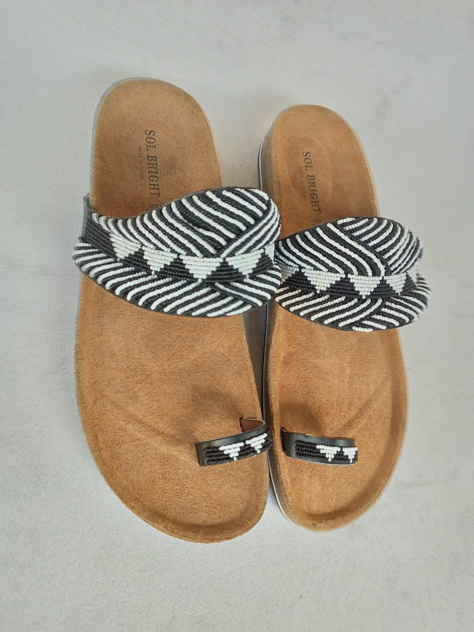 Handmade African Beaded Sandals/Authentic Maasai-Style Leather Flip-Flops Women/Boho Beach Sandals/Comfortable Summer Sandal African Gifts