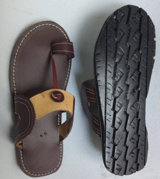 Handmade African Men's Sandals/Genuine Leather Beaded Flip-Flops/Comfortable Summer Sandals for Men/African Shoes/Unique Gift for Him