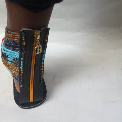 Handmade African Beaded Sandals/Authentic Maasai-Style Leather Flip-Flops Women/Boho Beach Sandals/Comfortable Summer Sandal African Gifts