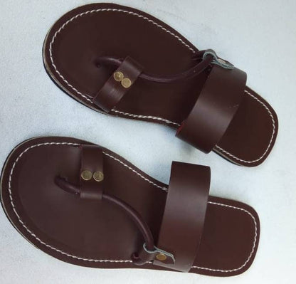 Handmade African Men's Sandals/Genuine Leather Beaded Flip-Flops/Comfortable Summer Sandals for Men/African Shoes/Unique Gift for Him