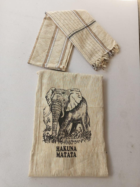 Hakuna Matata Authentic Kenyan Kikoy, Handwoven Wraps - Scarves & Beachwear, African Sarong, Beach Cover Up