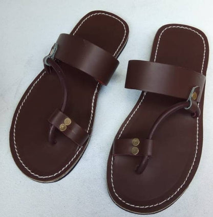 Handmade African Men's Sandals/Genuine Leather Beaded Flip-Flops/Comfortable Summer Sandals for Men/African Shoes/Unique Gift for Him