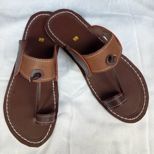 Handmade African Men's Sandals/Genuine Leather Beaded Flip-Flops/Comfortable Summer Sandals for Men/African Shoes/Unique Gift for Him