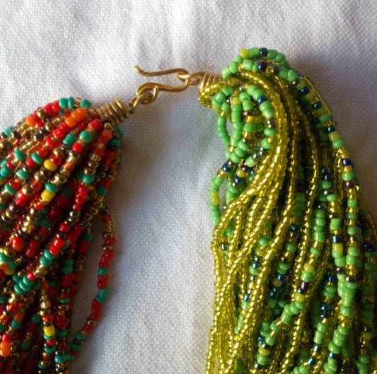 Boho Statement Jewelry/Colorful Seed Bead Necklace/Layered Necklace for Women/Gift for Her/Handmade Beaded Necklace/gift for women