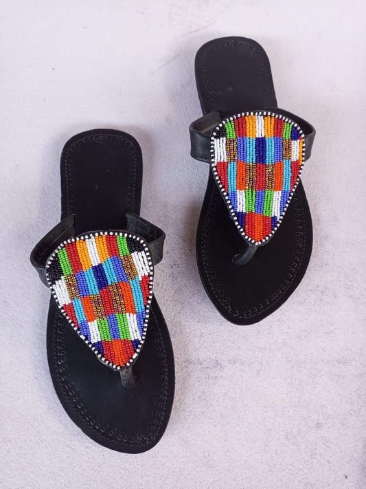 CUSTOMIZED African beaded sandals, summer sandals, Christmas gift for her,mom gift,beach sandals, leather sandals,