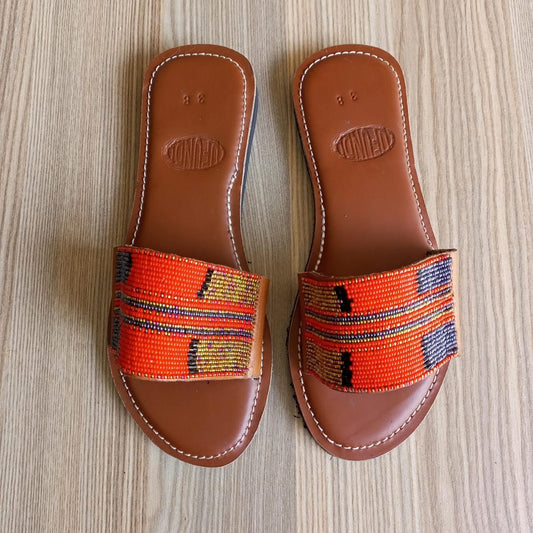 Handmade African Beaded Sandals/Authentic Maasai-Style Leather Flip-Flops Women/Boho Beach Sandals/Comfortable Summer Sandal African Gifts