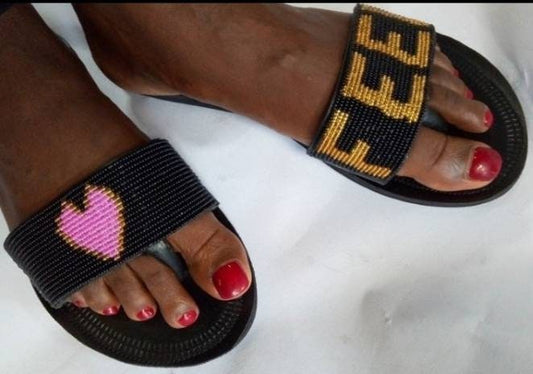 Handmade African Beaded Sandals/Authentic Maasai-Style Leather Flip-Flops Women/Boho Beach Sandals/Comfortable Summer Sandal African Gifts