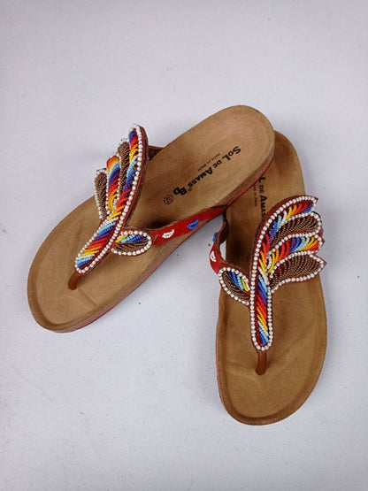 Handmade African Beaded Sandals/Authentic Maasai-Style Leather Flip-Flops Women/Boho Beach Sandals/Comfortable Summer Sandal African Gifts