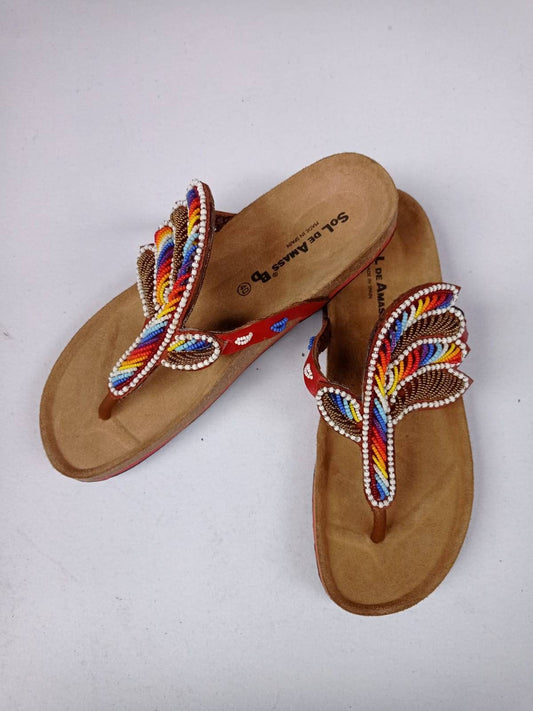 Handmade African Beaded Sandals/Authentic Maasai-Style Leather Flip-Flops Women/Boho Beach Sandals/Comfortable Summer Sandal African Gifts
