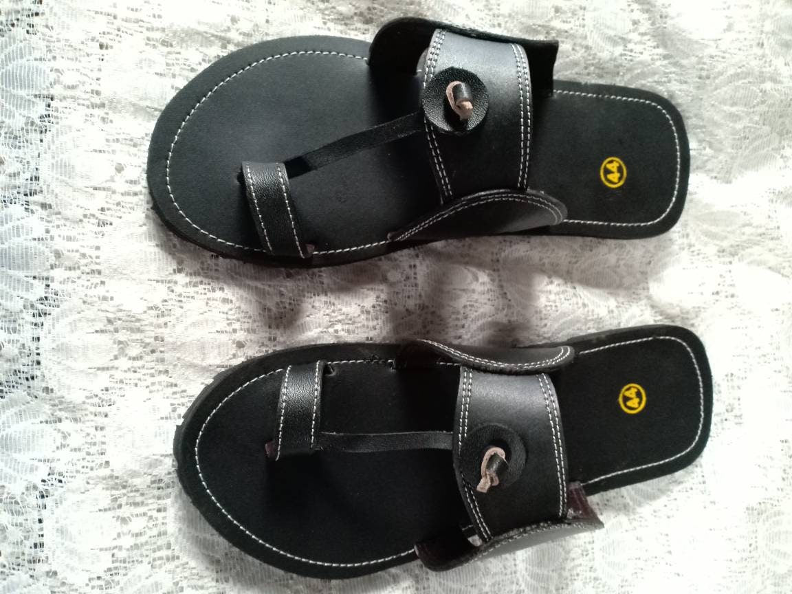 Handmade African Men's Sandals/Genuine Leather Beaded Flip-Flops/Comfortable Summer Sandals for Men/African Shoes/Unique Gift for Him