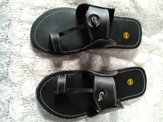 Handmade African Men's Sandals/Genuine Leather Beaded Flip-Flops/Comfortable Summer Sandals for Men/African Shoes/Unique Gift for Him