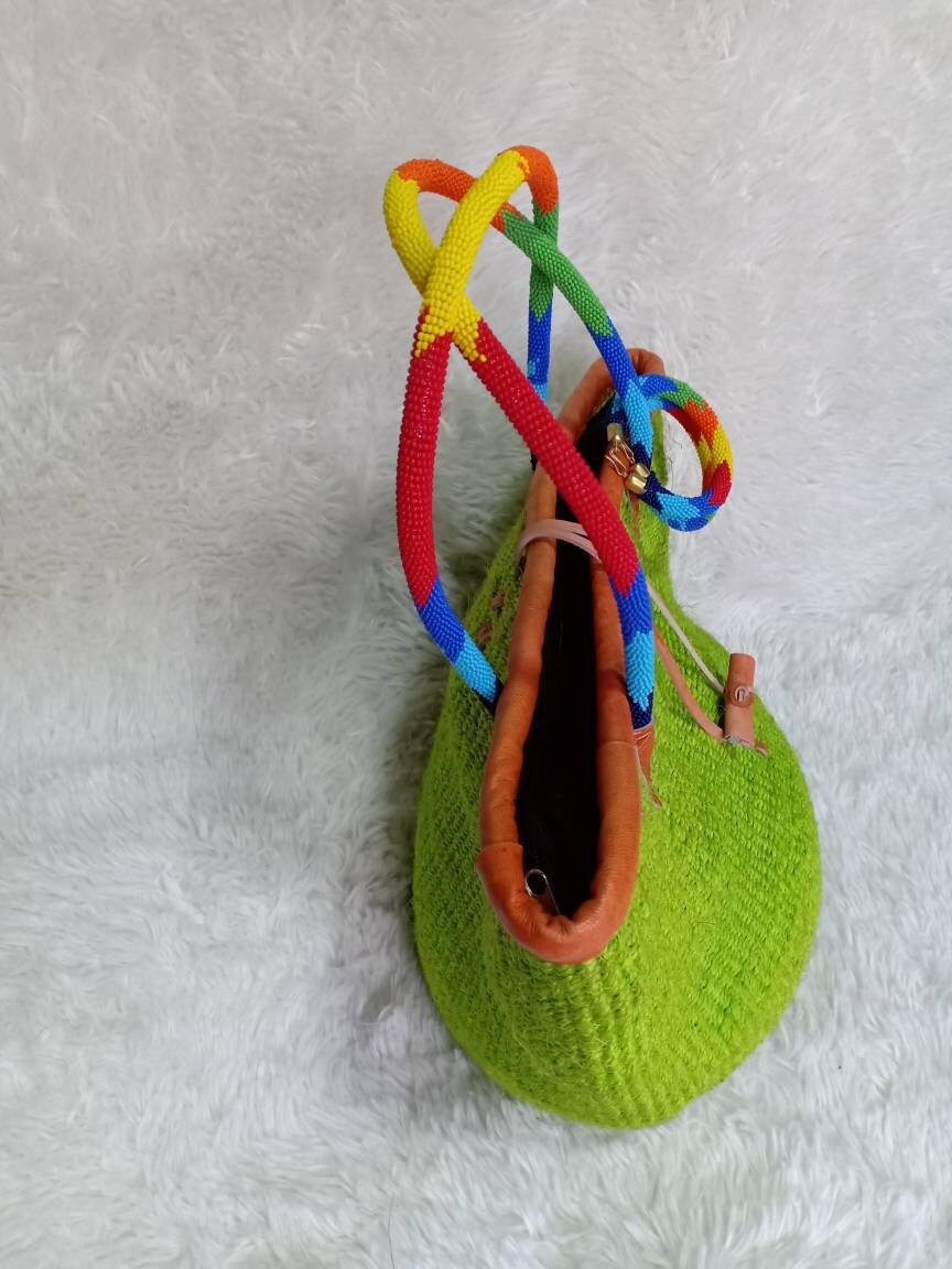 Handmade Woven Sisal Sling Bag - Boho Eco-Friendly Crossbody Bag | Sustainable Natural Fiber Purse | African Artisan Handcrafted Bag
