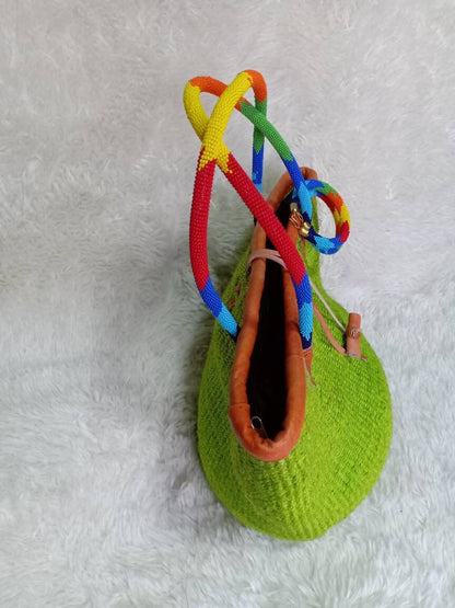 Handmade Woven Sisal Sling Bag - Boho Eco-Friendly Crossbody Bag | Sustainable Natural Fiber Purse | African Artisan Handcrafted Bag
