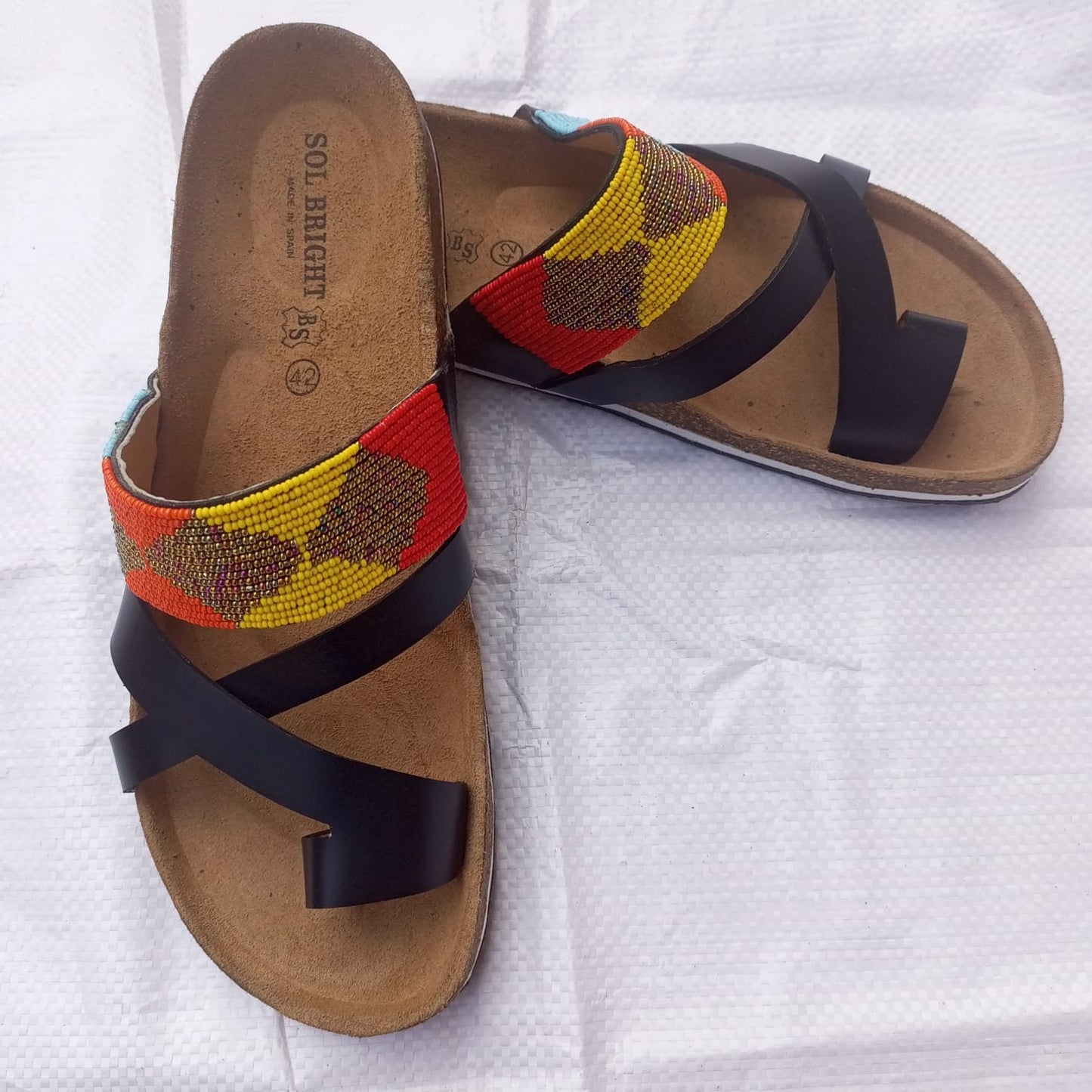 Handmade African Beaded Sandals/Authentic Maasai-Style Leather Flip-Flops Women/Boho Beach Sandals/Comfortable Summer Sandal African Gifts