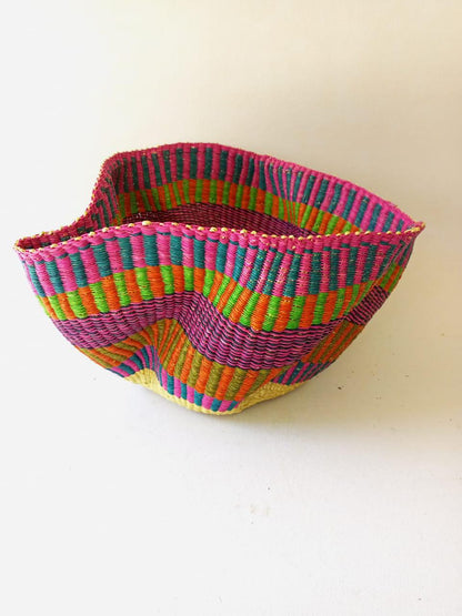 ON SALE:Home Decor, Art Basket, Wave Basket Decor Basket, Bolga Basket, organizer Basket, African Basket, Handmade Basket, Woven Basket