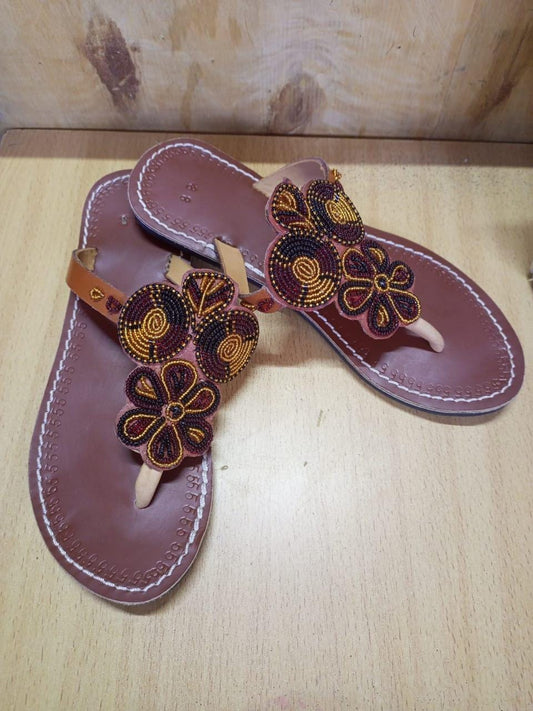 CUSTOMIZED African beaded sandals, summer sandals, Christmas gift for her,mom gift,beach sandals, leather sandals,