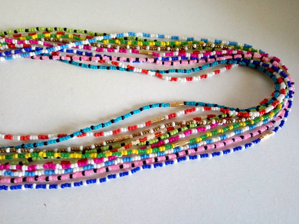 Handmade Waist Beads for Women/African Beaded Body Jewelry/Boho Style, Weight Loss, Belly Chain, Custom Size