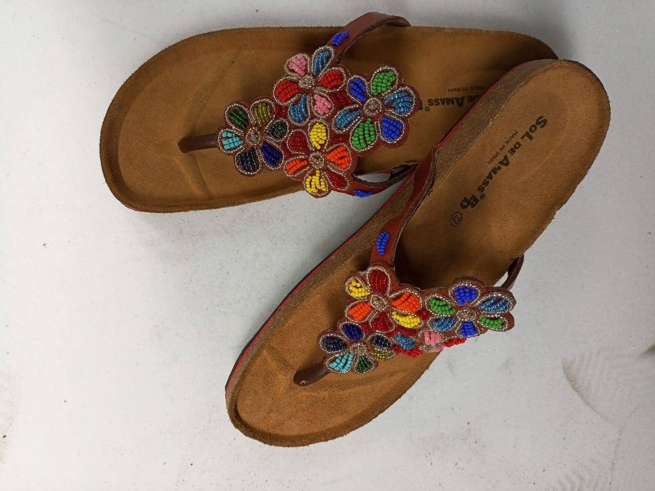Handmade African Beaded Sandals/Authentic Maasai-Style Leather Flip-Flops Women/Boho Beach Sandals/Comfortable Summer Sandal African Gifts