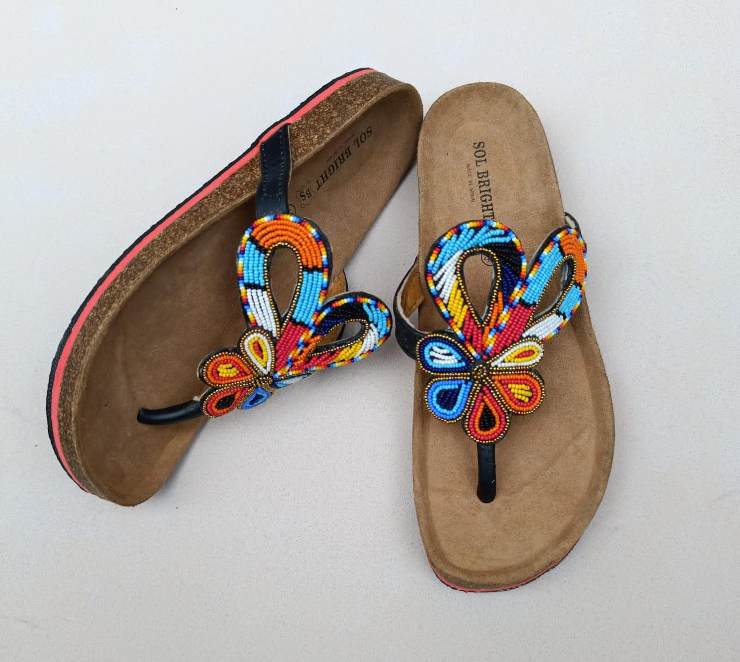 Handmade African Beaded Sandals/Authentic Maasai-Style Leather Flip-Flops Women/Boho Beach Sandals/Comfortable Summer Sandal African Gifts