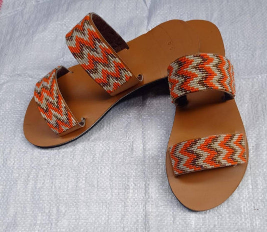 Handmade African Beaded Sandals/Authentic Maasai-Style Leather Flip-Flops Women/Boho Beach Sandals/Comfortable Summer Sandal African Gifts