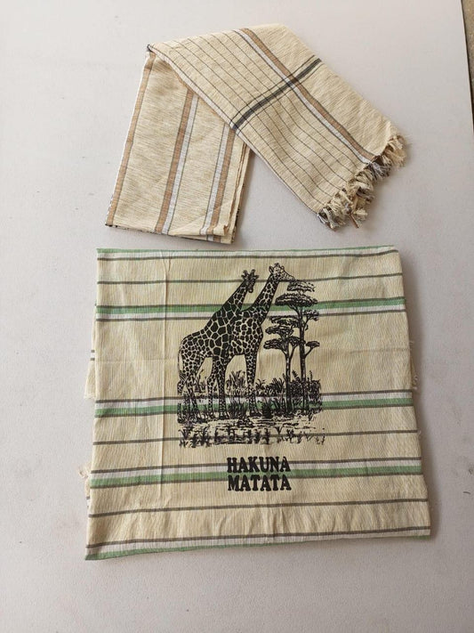 Hakuna Matata Authentic Kenyan Kikoy, Handwoven Wraps - Scarves & Beachwear, African Sarong, Beach Cover Up
