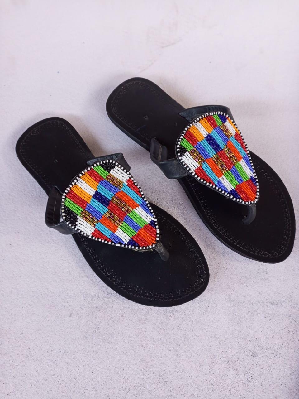 CUSTOMIZED African beaded sandals, summer sandals, Christmas gift for her,mom gift,beach sandals, leather sandals,