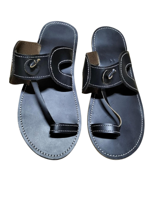 Handmade African Men's Sandals/Genuine Leather Beaded Flip-Flops/Comfortable Summer Sandals for Men/African Shoes/Unique Gift for Him