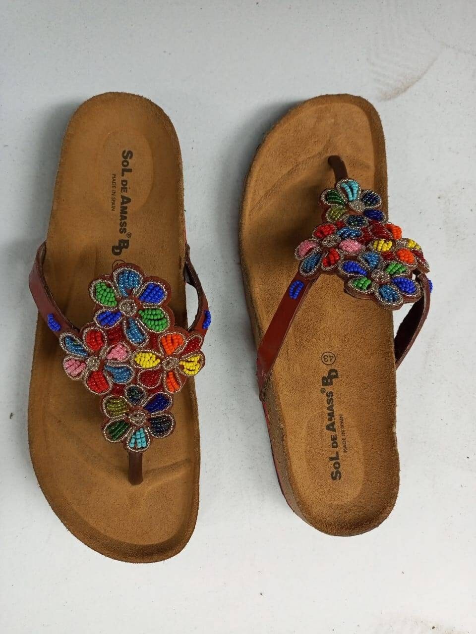 Handmade African Beaded Sandals/Authentic Maasai-Style Leather Flip-Flops Women/Boho Beach Sandals/Comfortable Summer Sandal African Gifts