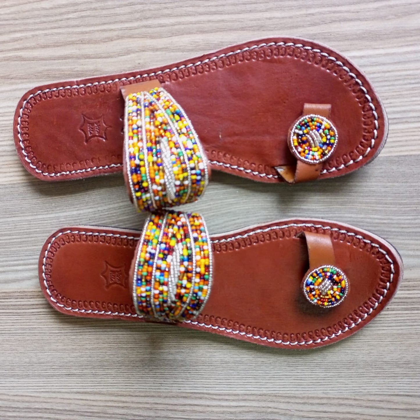 Handmade African Beaded Sandals/Authentic Maasai-Style Leather Flip-Flops Women/Boho Beach Sandals/Comfortable Summer Sandal African Gifts