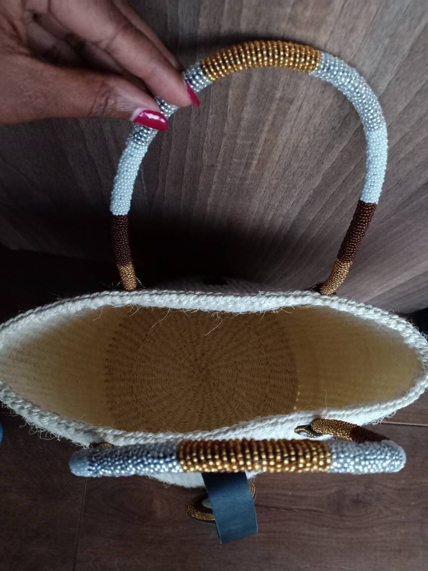 Handmade Woven Sisal Sling Bag - Boho Eco-Friendly Crossbody Bag | Sustainable Natural Fiber Purse | African Artisan Handcrafted Bag