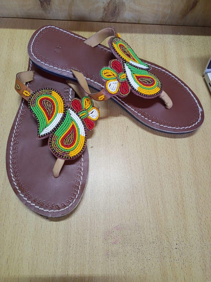 CUSTOMIZED African beaded sandals, summer sandals, Christmas gift for her,mom gift,beach sandals, leather sandals,