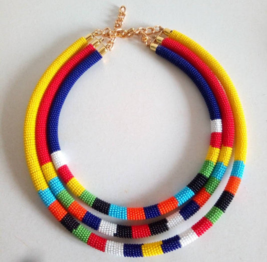 Boho Statement Jewelry/Colorful Seed Bead Necklace/Layered Necklace for Women/Gift for Her/Handmade Beaded Necklace/gift for women