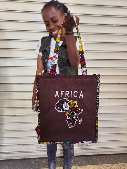African Leather Tote bag, handcrafted laptop bag,Black woman modern African tote bag, Stylish tote bag, Brown girl bag, travel bag.