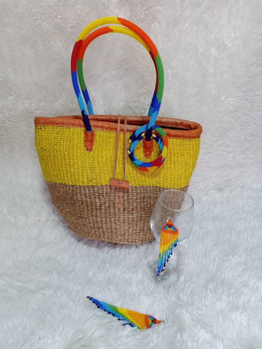 Handmade Woven Sisal Sling Bag - Boho Eco-Friendly Crossbody Bag | Sustainable Natural Fiber Purse | African Artisan Handcrafted Bag