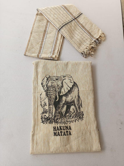 Hakuna Matata Authentic Kenyan Kikoy, Handwoven Wraps - Scarves & Beachwear, African Sarong, Beach Cover Up