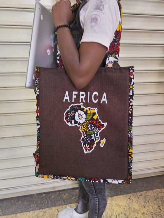 African Leather Tote bag, handcrafted laptop bag,Black woman modern African tote bag, Stylish tote bag, Brown girl bag, travel bag.