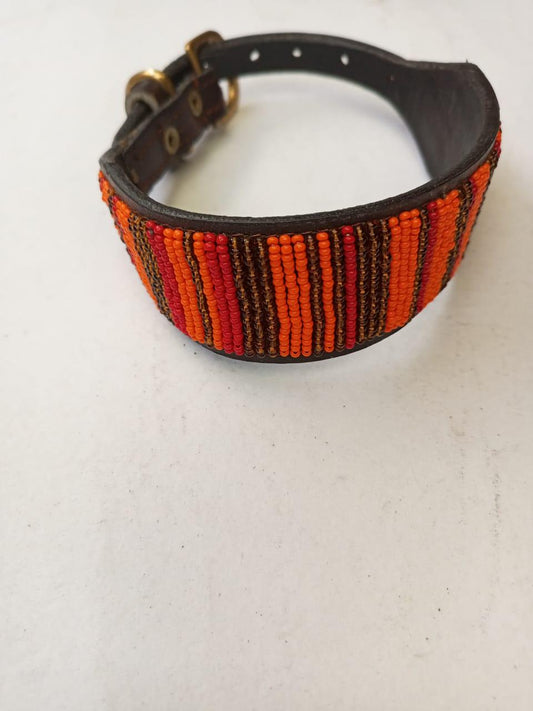 African Beaded Collar, Handmade Dog Collar , Maasai collar, Leather collar, Pet Gift, Christmas gift, Pet collar, Dog leash, Pet lead