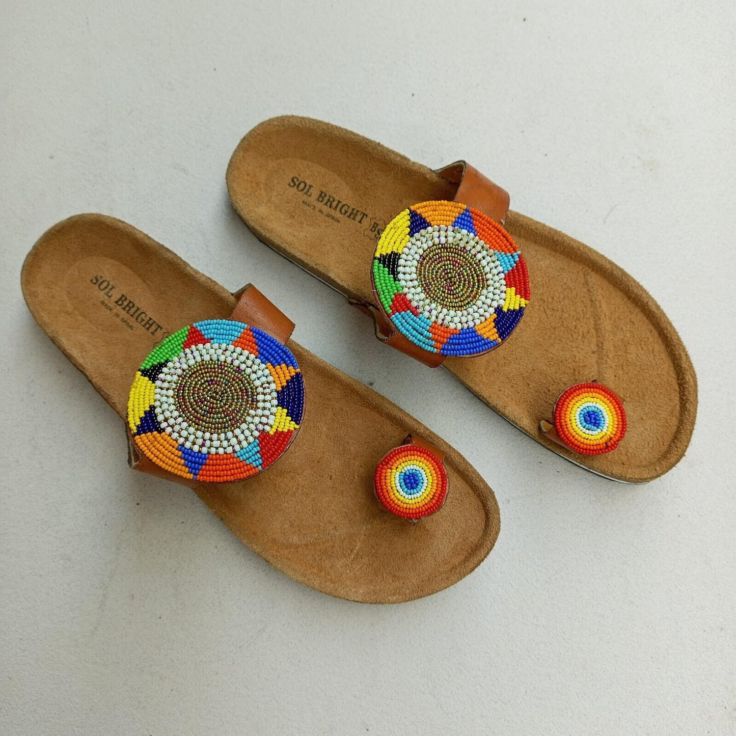 Handmade African Beaded Sandals/Authentic Maasai-Style Leather Flip-Flops Women/Boho Beach Sandals/Comfortable Summer Sandal African Gifts