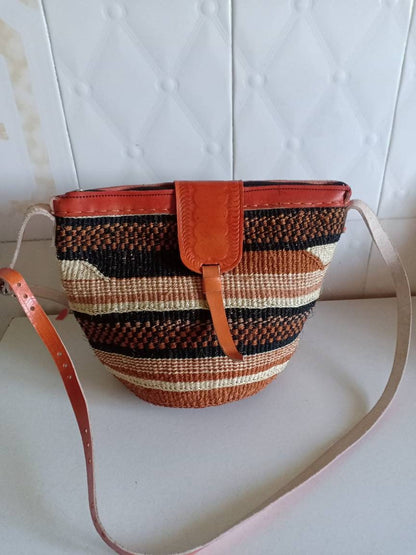 Handmade Woven Sisal Sling Bag - Boho Eco-Friendly Crossbody Bag | Sustainable Natural Fiber Purse | African Artisan Handcrafted Bag