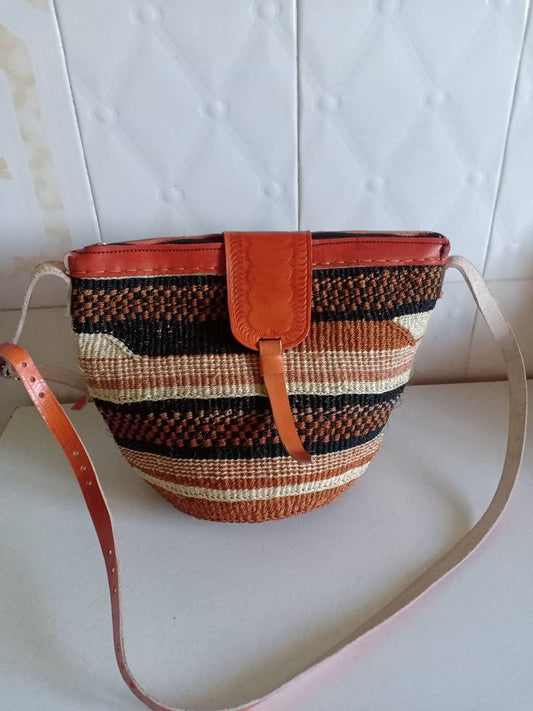 Handmade Woven Sisal Sling Bag - Boho Eco-Friendly Crossbody Bag | Sustainable Natural Fiber Purse | African Artisan Handcrafted Bag