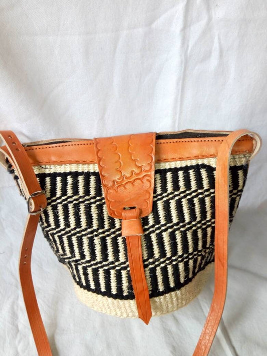 Handmade Woven Sisal Sling Bag - Boho Eco-Friendly Crossbody Bag | Sustainable Natural Fiber Purse | African Artisan Handcrafted Bag