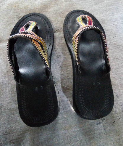 Handmade African Beaded Sandals/Authentic Maasai-Style Leather Flip-Flops Women/Boho Beach Sandals/Comfortable Summer Sandal African Gifts