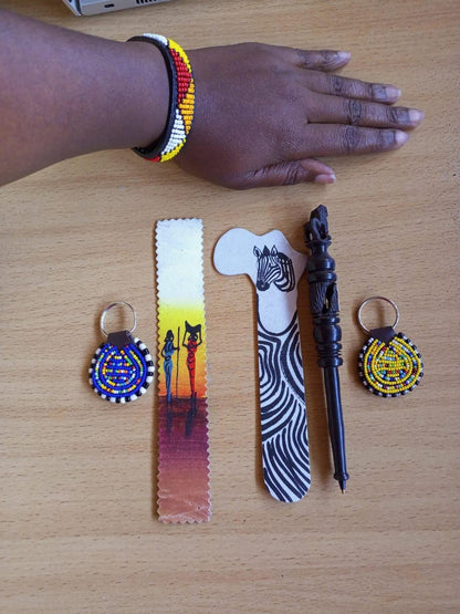 Handcrafted Gift Set: Bookmark, Ebony Pen, Beaded Keyholder  Adjustable Bracelet - Unique Thoughtful Gift for All Occasions