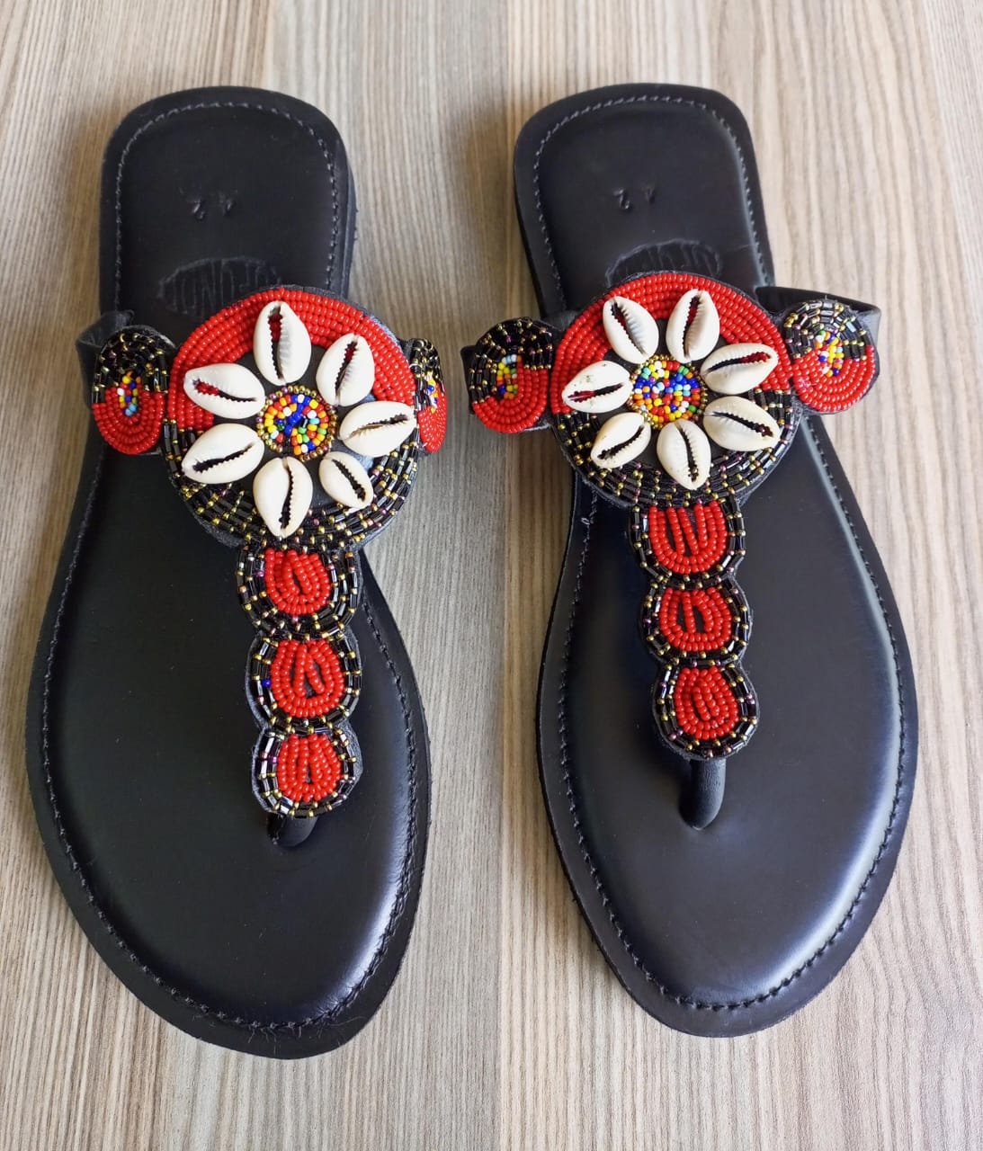 Handmade African Beaded Sandals/Authentic Maasai-Style Leather Flip-Flops Women/Boho Beach Sandals/Comfortable Summer Sandal African Gifts