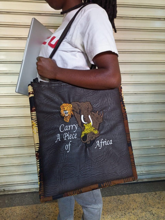 Carry a piece of Africa Tote bag, handcrafted laptop bag,Black woman modern African tote bag, Stylish tote bag, Mother's day gifts.
