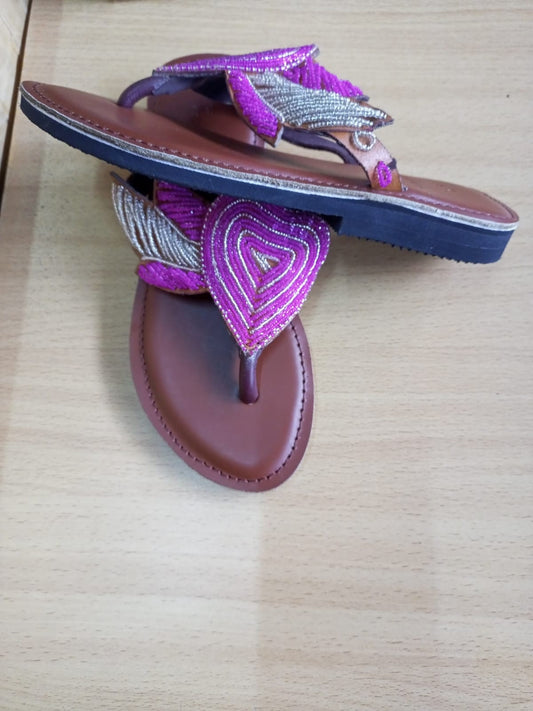 Handmade African Beaded Sandals/Authentic Maasai-Style Leather Flip-Flops Women/Boho Beach Sandals/Comfortable Summer Sandal African Gifts