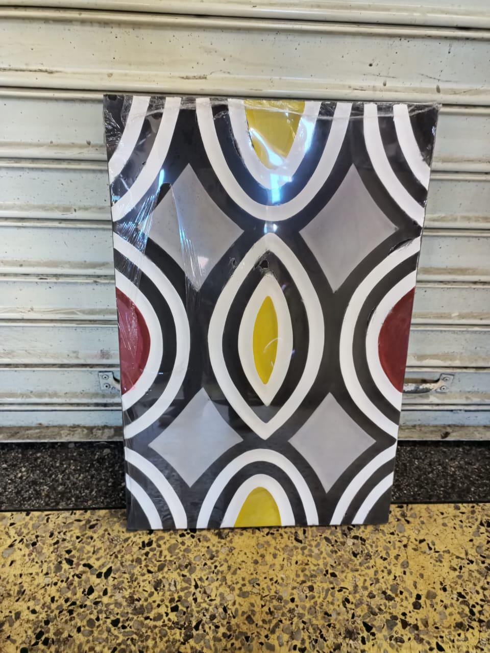 Handcrafted Rwandan Imigongo Painting | Unique African Wall Art on Wood | Cultural Home Decor
